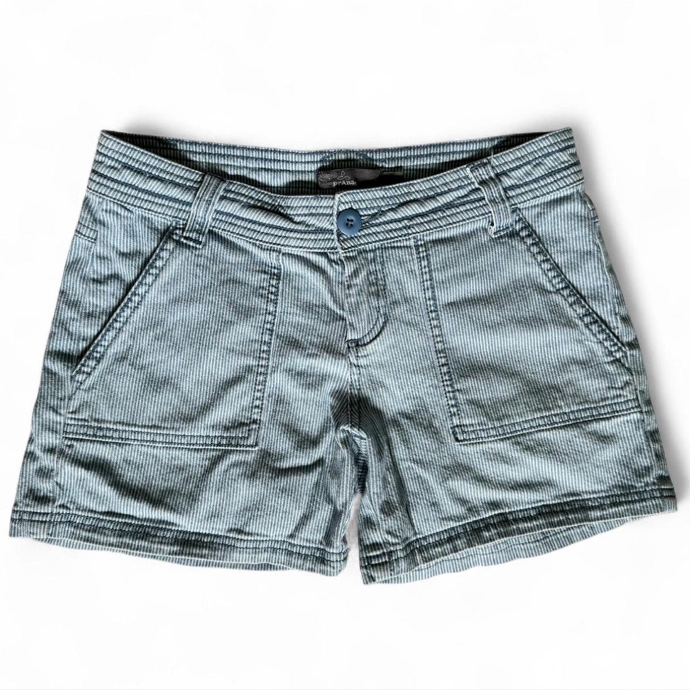 Prana blue and white striped shorts with pockets